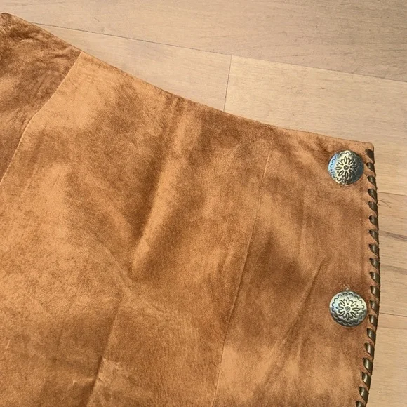 Vintage Char Santa Fe suede Leather Button Skirt - Picture 3 of 11